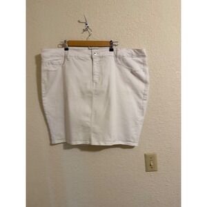 Torrid Womens White Denim Mini Skirt Plus Size 24 Stretch 5 Pocket capsule